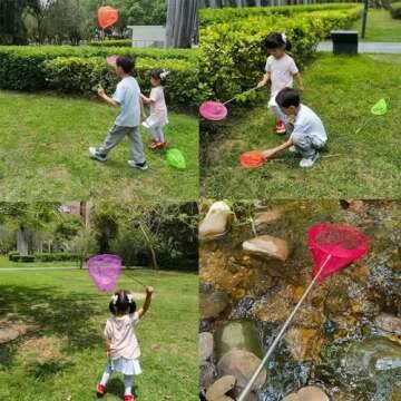#1 M-jump 3 Pack Colored Telescopic Butterfly Nets - Great for Catching Insects Bugs Fishing - Outdoor Toy for Kids Playing - Extendable from 6.8" to 34"...