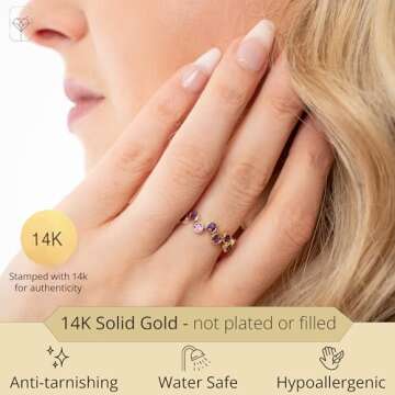 MAX + STONE 14k Solid Gold Ring Amethyst | Delicate February Birthstone Ring | Hypoallergenic Amethy...