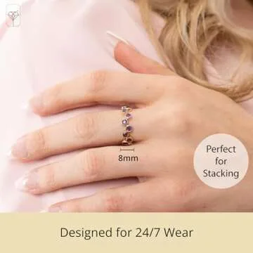 MAX + STONE 14k Solid Gold Ring Amethyst | Delicate February Birthstone Ring | Hypoallergenic Amethyst Rings for Women | Stacking Purple Gemstone Ring in Size 7