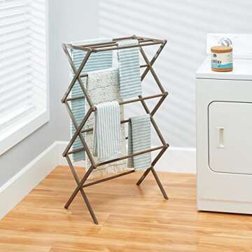 mDesign Bamboo Clothes Drying Rack - Compact and Eco-Friendly