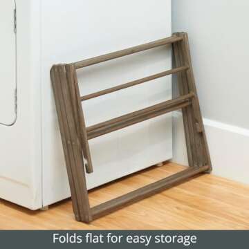 mDesign Bamboo Clothes Drying Rack - Compact and Eco-Friendly