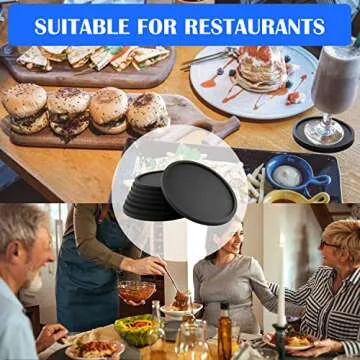 Silicone Coasters, Coasters for Drinks 6 Set Non-Slip Cup Coasters, Heat Resistant Cup Mate, Soft Coaster for Tabletope Protection, Furniture from Damage (Black)