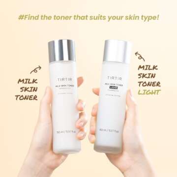 TIRTIR Milk Skin Rice Toner Light | Instant Hydration with 4% Niacinamide, Pantenol, Lightweight, Pore-Tightening, Vegan, Acne-Prone, Oily Skin, Fungal Acne Safe, Korean Skin Care, 5.07 Fl Oz