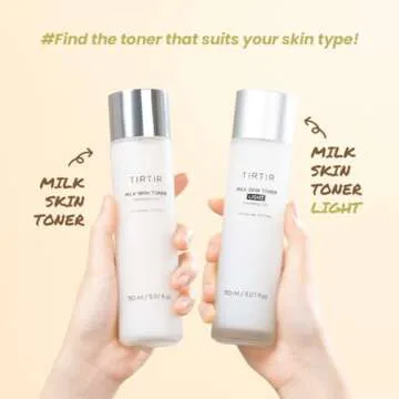 TIRTIR Milk Skin Rice Toner Light | Instant Hydration with 4% Niacinamide, Pantenol, Lightweight, Pore-Tightening, Vegan, Acne-Prone, Oily Skin, Fungal Acne Safe, Korean Skin Care, 5.07 Fl Oz