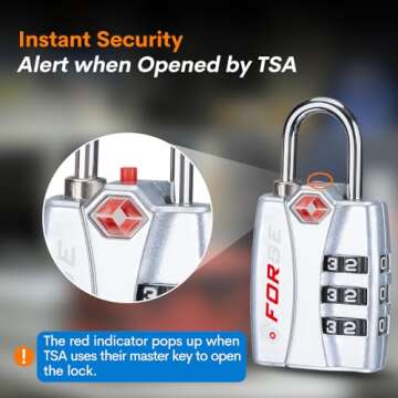 Forge Luggage Locks TSA Approved 4 Pack with Open Alert