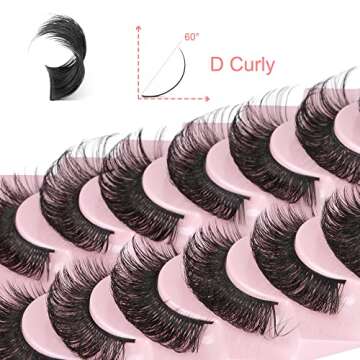 Newcally Russian Strip Lashes 18MM Long Thick False Eyelashes Dramatic D Curl Fake Eye Lashes Pack 1...