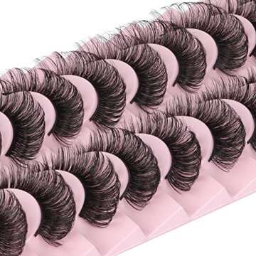 Newcally Russian Strip Lashes 18MM Long Thick False Eyelashes Dramatic D Curl Fake Eye Lashes Pack 10 Pairs Full Fluffy Crossed Faux Mink Eyelashes Reusable Soft Look like Lashes Extension 10 Pairs