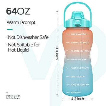 Venture Pal 64oz Motivational Water Bottle for Hydration