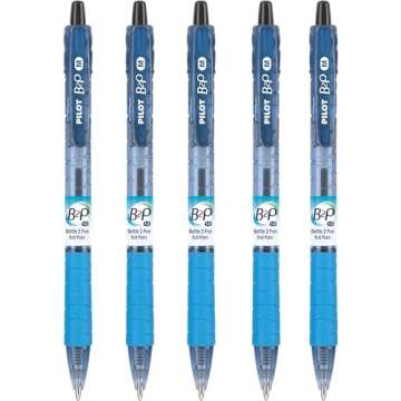PILOT B2P - Bottle to Pen Refillable & Retractable Ball Point Pen Made From Recycled Bottles, Medium Point, Black Ink, 5-Pack (32812)