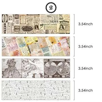 wonderbooom Vintage Washi Tape Set 18 Rolls & 30 Pcs Transparent Lace Sticker,Japanese Decorative Writable Tapes Wide for Scrapbooking Supplies Bullet Journal DIY Planners Junk Journal