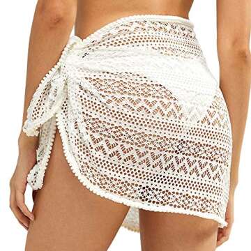 ZAFUL Women's Crochet Beach Skirt Cover Up with Tassels