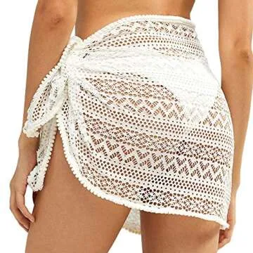 ZAFUL Women's Crochet Beach Skirt Cover Up with Tassels