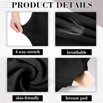 Floraltop 4 Pcs Women's Workout Sets Pilates Exercise Outfit Ribbed Scoop Neck Sports Bra Shorts Leggings Gym Clothes Set (Black,Large)