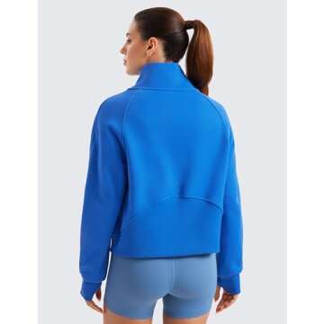 CRZ YOGA Womens Fleece Lined Half Zip Hoodies Pullover Oversized Long Sleeve Casual Workout Sweatshi...