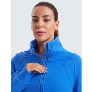 CRZ YOGA Womens Fleece Lined Half Zip Hoodies Pullover Oversized Long Sleeve Casual Workout Sweatshirts with Thumb Holes Sparkle Blue X-Small