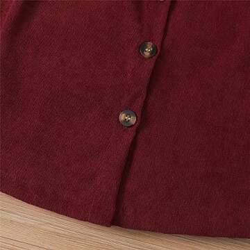 PATPAT Girl's 2 Pieces Dress Set Outfits Mock Neck Long Sleeve Crop Top and Button Down Two Strap Overall Christmas Dresses Sets Red 8-9 Years