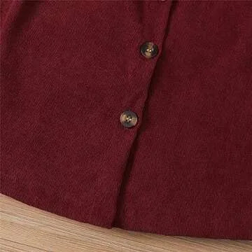 PATPAT Girl's 2 Pieces Dress Set Outfits Mock Neck Long Sleeve Crop Top and Button Down Two Strap Overall Christmas Dresses Sets Red 8-9 Years