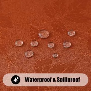 Moosfor Thanksgiving Tablecloth Rectangle 60x102 Inch, Waterproof Fall Leaves Jacquard Table Cloth, Damask Fabric Table Covers for Harvest Parties, and Fall Decor, Rust/Burnt Orange