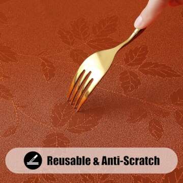 Moosfor Thanksgiving Tablecloth Rectangle 60x102 Inch, Waterproof Fall Leaves Jacquard Table Cloth, Damask Fabric Table Covers for Harvest Parties, and Fall Decor, Rust/Burnt Orange