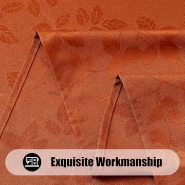 Moosfor Thanksgiving Tablecloth Rectangle 60x102 Inch, Waterproof Fall Leaves Jacquard Table Cloth, Damask Fabric Table Covers for Harvest Parties, and Fall Decor, Rust/Burnt Orange