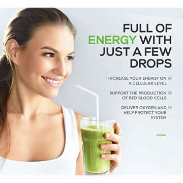 Chlorophyll Liquid Drops - Organic Chlorophyll - Natural Energy Boost - Made in USA - Fast Absorbing Liquid Chlorophyll Supplement - Immune Support & Internal Deodorant - Non GMO Vegan - Detox Liquid