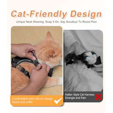 Halypet Cat Harness and Leash Set [ MAX Safety Third Generation ] Escape Proof Soft Adjustable Cat Leash Breathable Comfortable Vest Easy to Wear Kitten Harness for Outdoor Walking Black