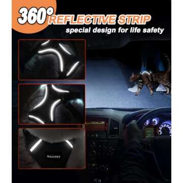 Halypet Cat Harness and Leash Set [ MAX Safety Third Generation ] Escape Proof Soft Adjustable Cat Leash Breathable Comfortable Vest Easy to Wear Kitten Harness for Outdoor Walking Black