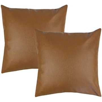 Woven Nook Modern Decorative Leather Pillow Covers Set of 2