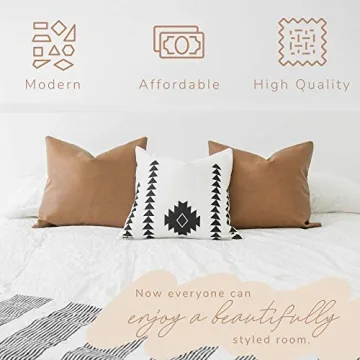 Woven Nook Modern Decorative Leather Pillow Covers Set of 2