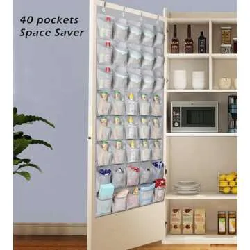 KIMBORA Large Hanging Storage Organizer - 40 Pocket Over the Door Storage For Kids Shoes, Grey