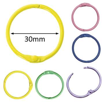 50 PCS Multi Color Metal Loose Paper Leaf Binder Rings Notebook Book Rings Keychains Keyrings