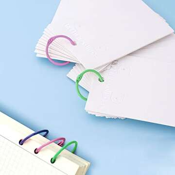 50 PCS Multi Color Metal Loose Paper Leaf Binder Rings Notebook Book Rings Keychains Keyrings