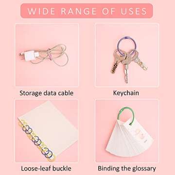 50 PCS Multi Color Metal Loose Paper Leaf Binder Rings Notebook Book Rings Keychains Keyrings