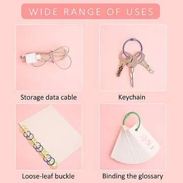 50 PCS Multi Color Metal Loose Paper Leaf Binder Rings Notebook Book Rings Keychains Keyrings