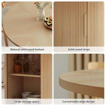 weselon 47 inch Round Dining Table for 4, Kitchen Table Dinner Table with 2-Layer Storage Shelf and Wood Slide Door for Home Dining Room Living Room (Natural)