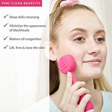 PMD Clean - Smart Facial Cleansing Device with Silicone Brush & Anti-Aging Massager - Waterproof - S...