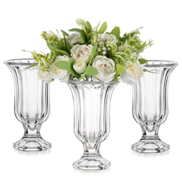 Elegant Floral Goblet Vase - Stunning Glass Centerpiece