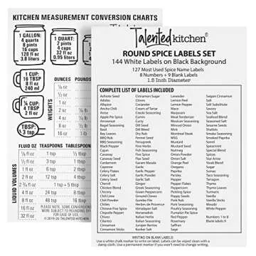 Talented Kitchen 8 Pack Large Glass Spice Bottles with 239 Preprinted Label Stickers, 8 Ounce Empty Square Seasoning Jars with Shaker Lids & Silver Airtight Caps