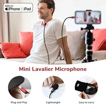PIXEL Lavalier Microphone for iPhone iPad, Lav Lapel Microphone for Smartphone, Clip-on Mic for Video Recording, Interview, YouTube, Vlog, Fit for Lightning Devices, Apple MFi-Certified (9.8ft/3m)