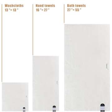 SEMAXE White Bath Towel Set, 100% Cotton Bathroom Towels with Hanging Loops and Nano-Bio Lifecycle Labels, Luxury 8 Piece Towel Set Include 2 Bath Towels, 2 Hand Towels, 4 Washcloths
