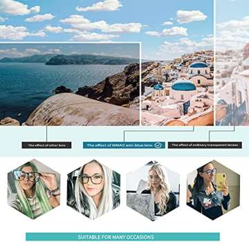 WMAO Blue Light Blocking Glasses Square Nerd Eyeglasses Frame Anti Blue Ray Computer Glasses Non Prescription (Leopard+Black+Transparent+Clear Pink)