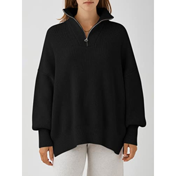 Oversized Women's Quarter Zip Sweater for Fall 2024
