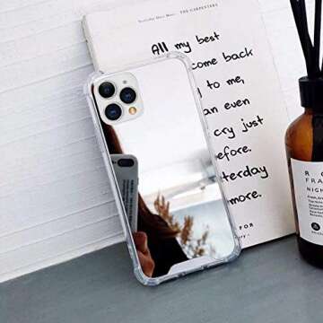 Ownest Compatible with iPhone 11 Pro Case for Girls Women Cute Stylish with Glitter Ultra-Thin Mirror TPU PC Back Protective Silicone Slim Shockproof Case for iPhone 11 Pro (5.8 Inch)-Silver