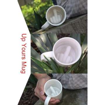 Up Yours Mug Thumbs Up Ceramic Middle Finger Coffee Cup 14 Ounces Milk Tea Funny Coffee Gift Mug for New Year, Christmas, Halloween and Birthday