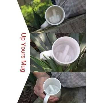 Up Yours Mug Thumbs Up Ceramic Middle Finger Coffee Cup 14 Ounces Milk Tea Funny Coffee Gift Mug for New Year, Christmas, Halloween and Birthday