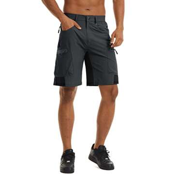 CRYSULLY Men's Golf Shorts 9'' Elastic Waist Quick Dry Outdoor Travel Casual Shorts with 5 Pockets D...