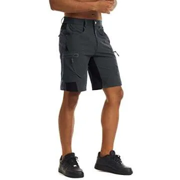 CRYSULLY Men's Golf Shorts 9'' Elastic Waist Quick Dry Outdoor Travel Casual Shorts with 5 Pockets Dark Grey XXL