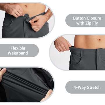 CRYSULLY Men's Golf Shorts 9'' Elastic Waist Quick Dry Outdoor Travel Casual Shorts with 5 Pockets Dark Grey XXL