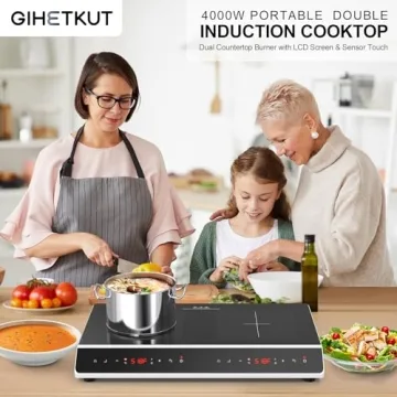 GIHETKUT 24 Inch 4000W Double Induction Cooktop LED Touch
