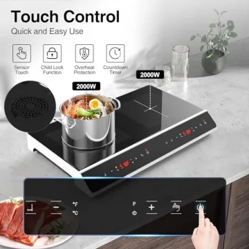 GIHETKUT 24 Inch 4000W Double Induction Cooktop LED Touch